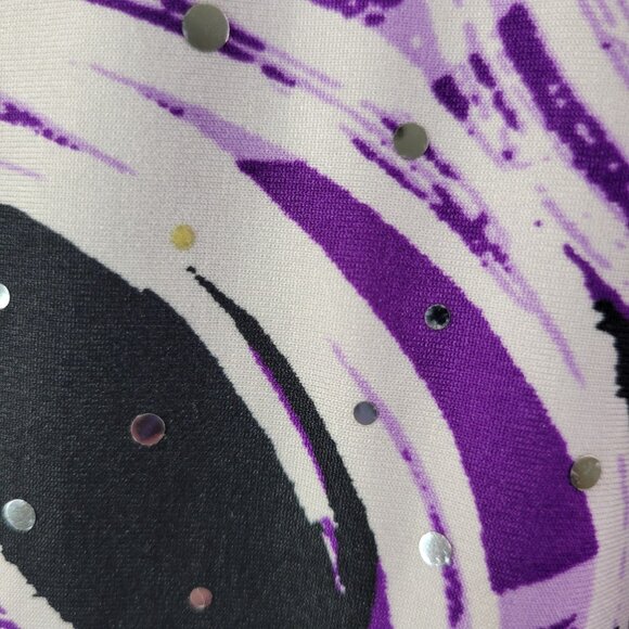 My Michelle Women Dress 14 Purple Black White Abstract Circle 70s Retro Cocktail - Picture 6 of 11